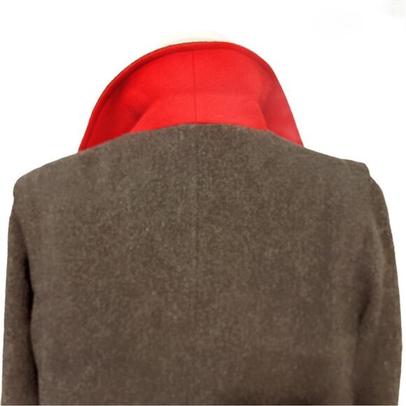 Vintage Signature Miss Harwood Single Breast Wool Coat Gray w/ Red Size Large - Picture 8 of 12